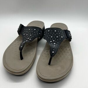 Dansko Blue Thong Sandals with Studded Silver Embellishments Size 11